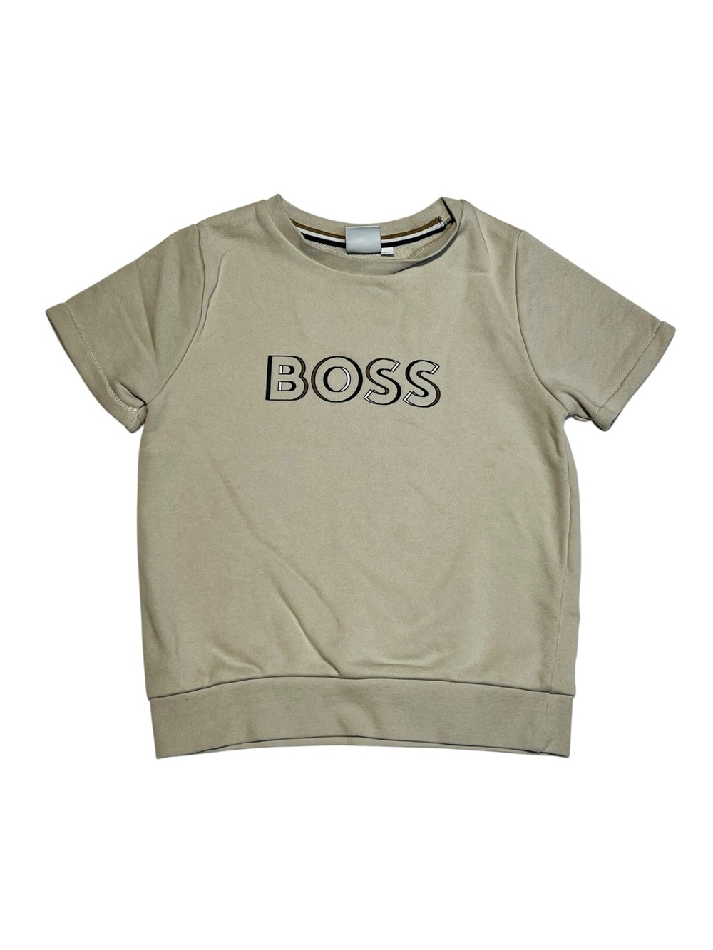 BOSS Kids Short Sleeve Tee in Light‎ Beige with Logo